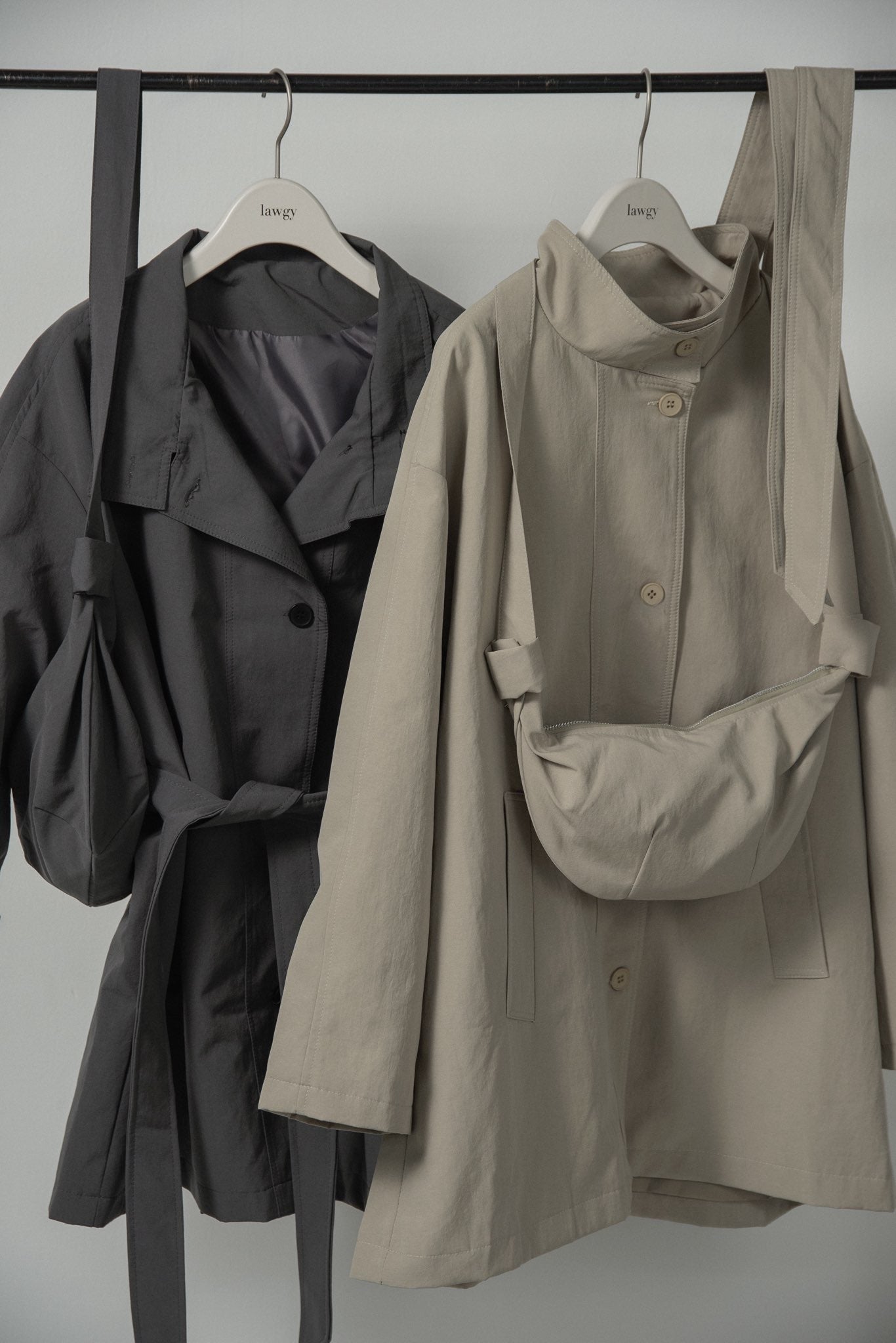 bag set sleeve stripe trench coat