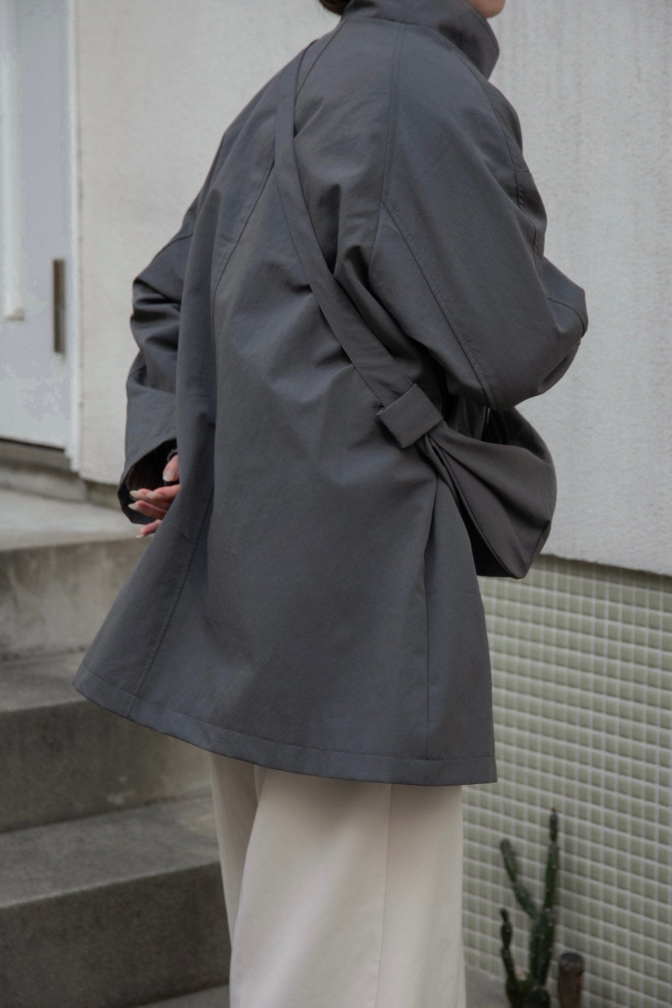 bag set sleeve stripe trench coat