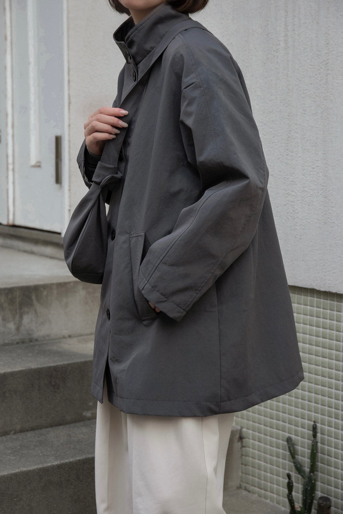 bag set sleeve stripe trench coat