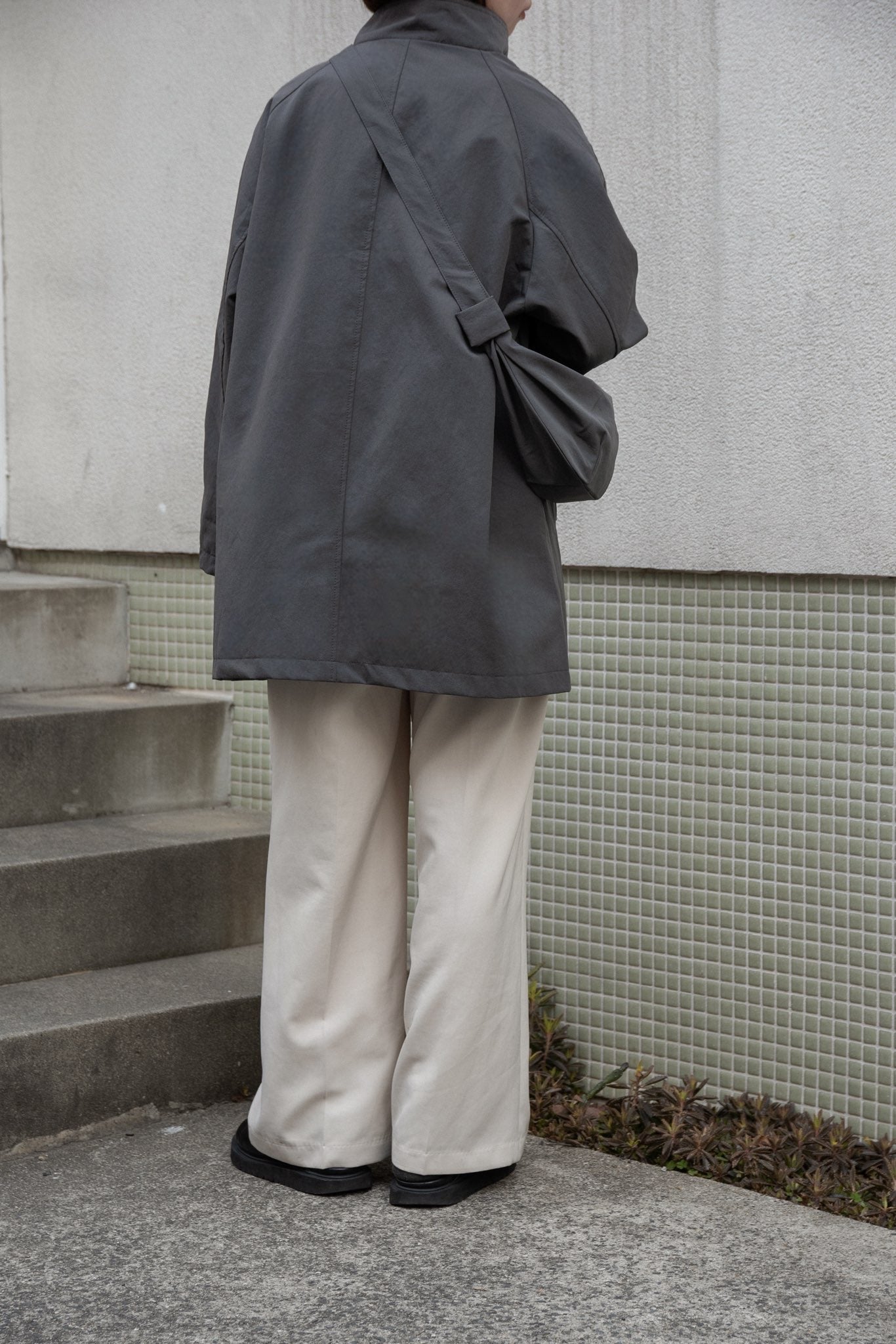 bag set sleeve stripe trench coat