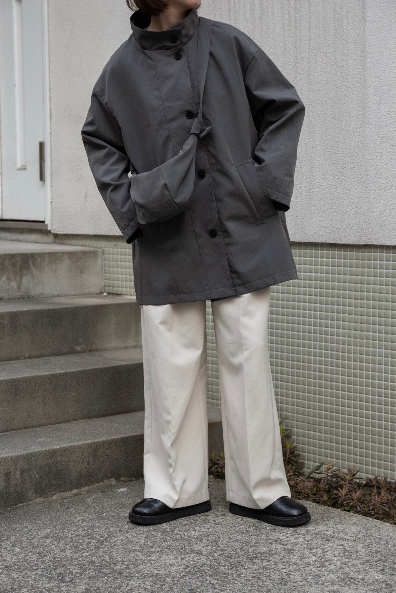 bag set sleeve stripe trench coat