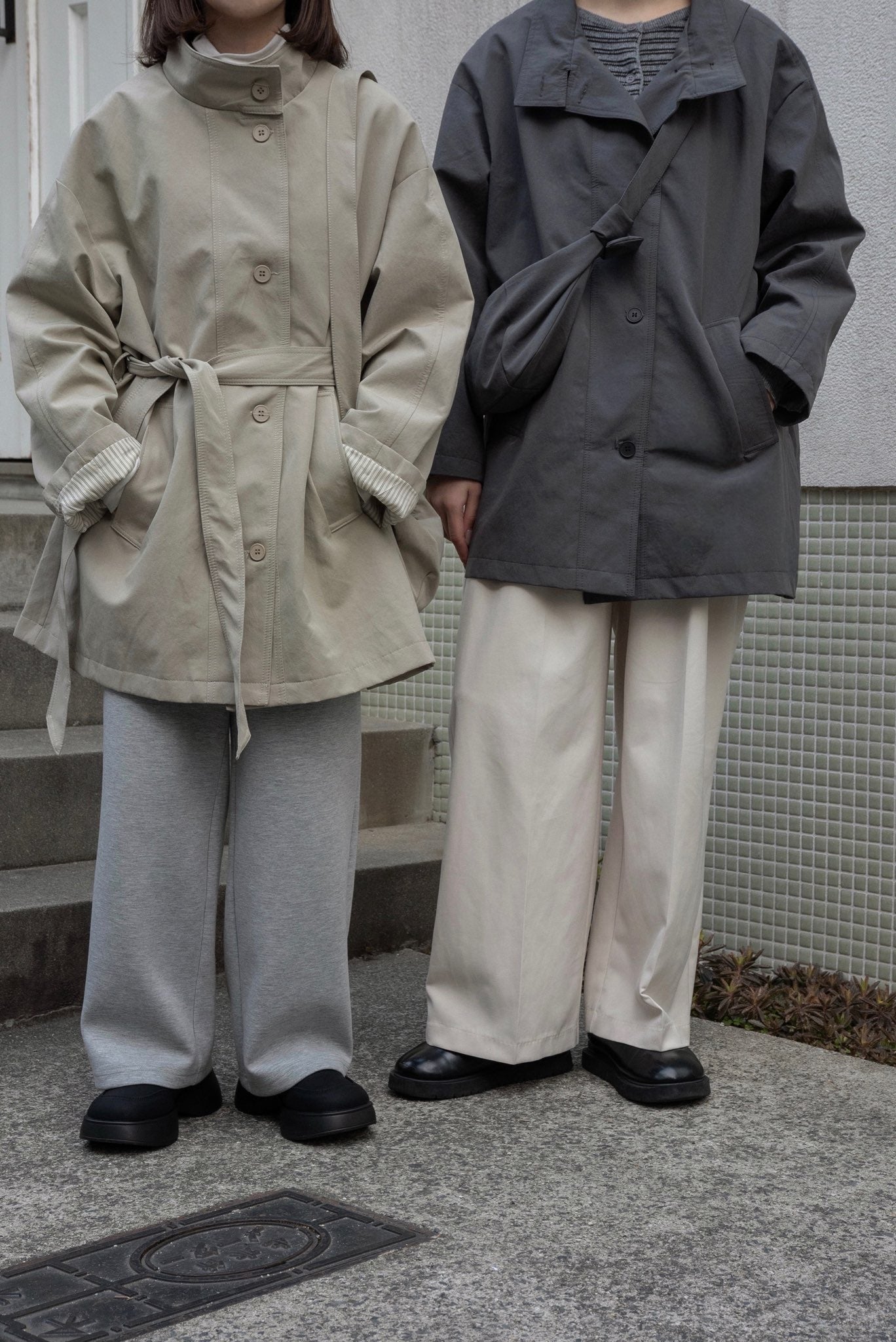 bag set sleeve stripe trench coat