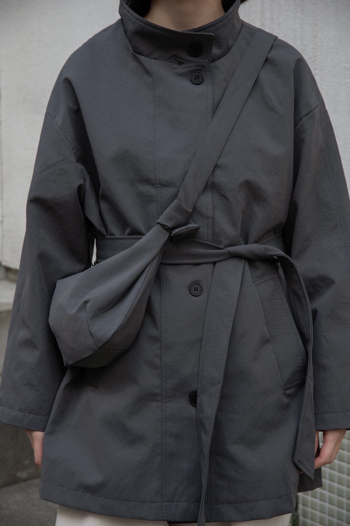 bag set sleeve stripe trench coat