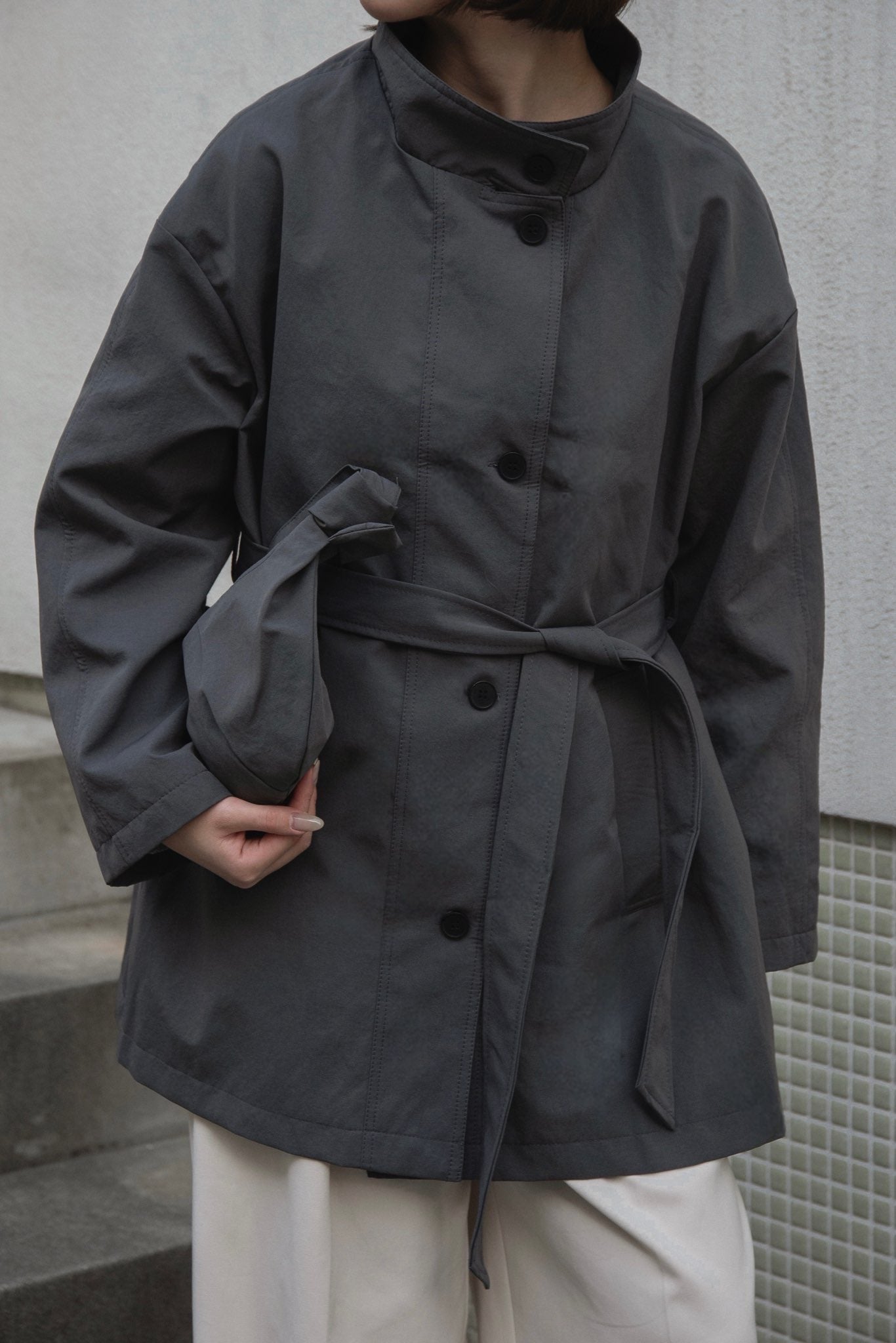 bag set sleeve stripe trench coat