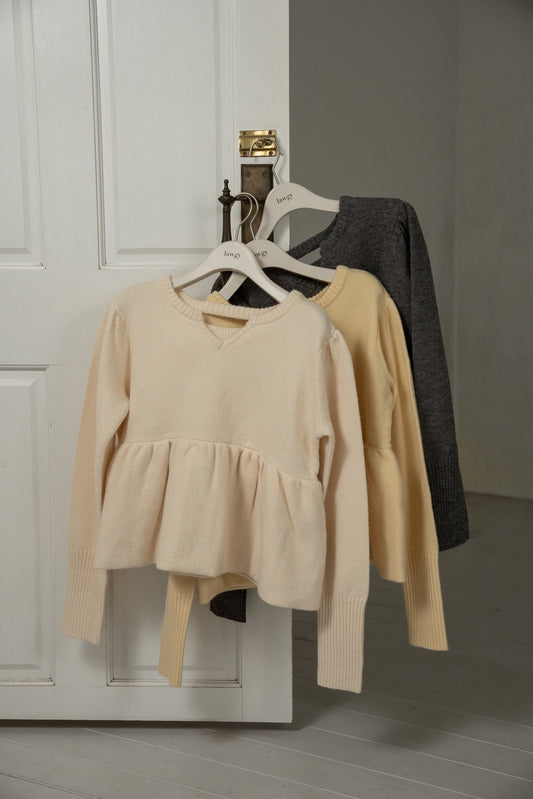 2way balloon flare key neck knit