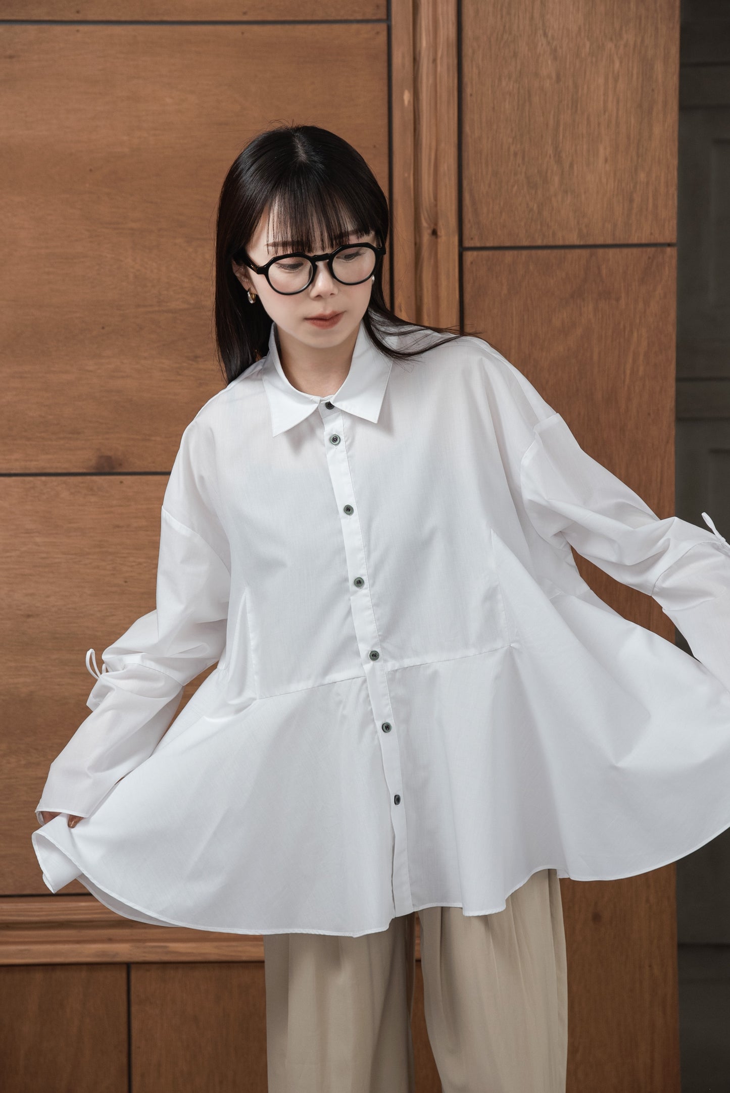 flare sleeve arrange shirt