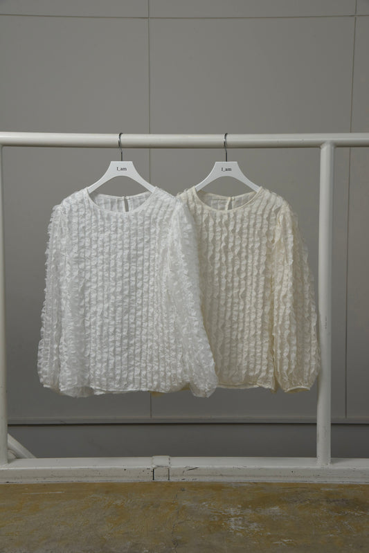 wave frill sheer blouse