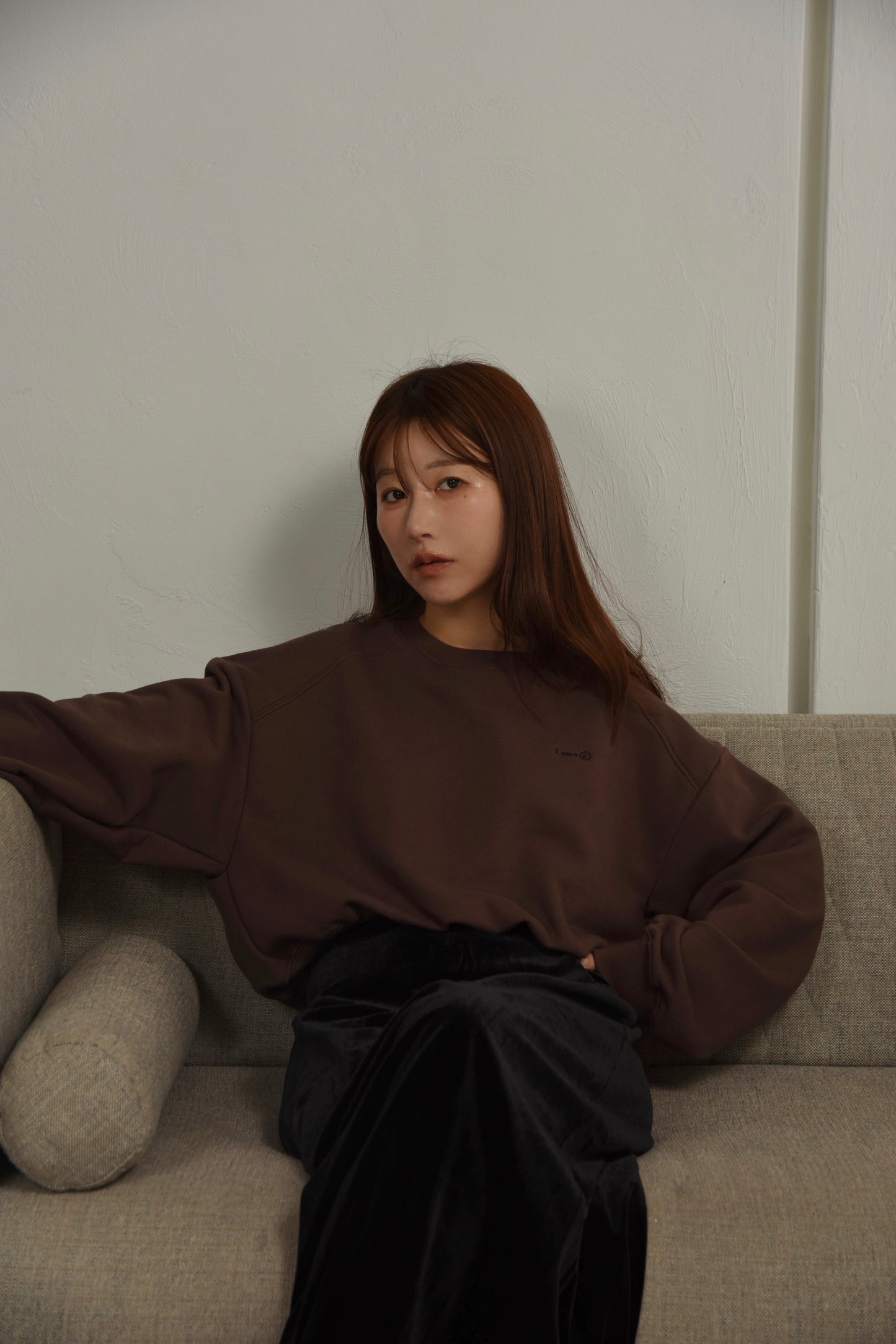 collab embroidered logo sweat (short)【I_am × kimina】