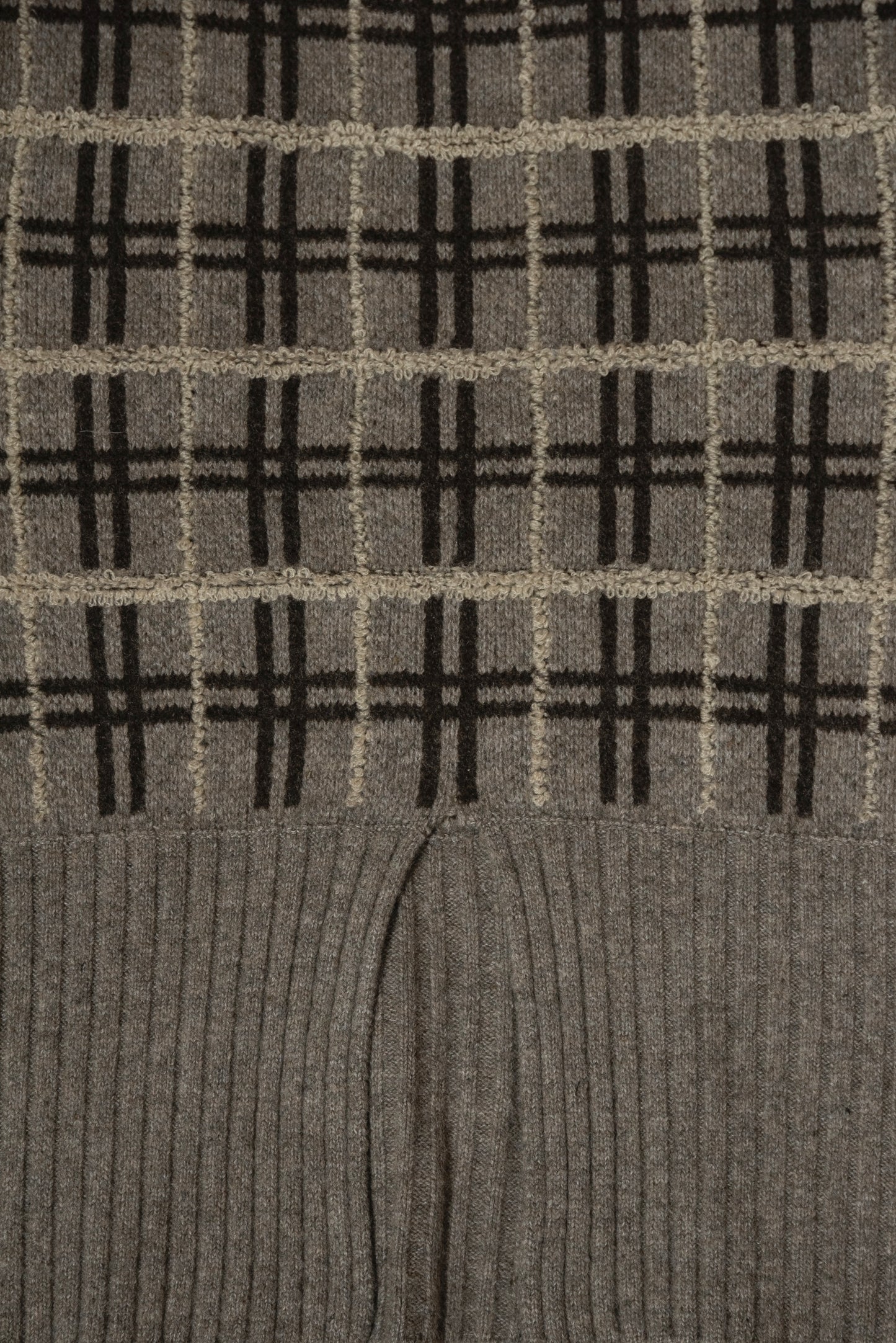 mix pattern bicolor check rib knit