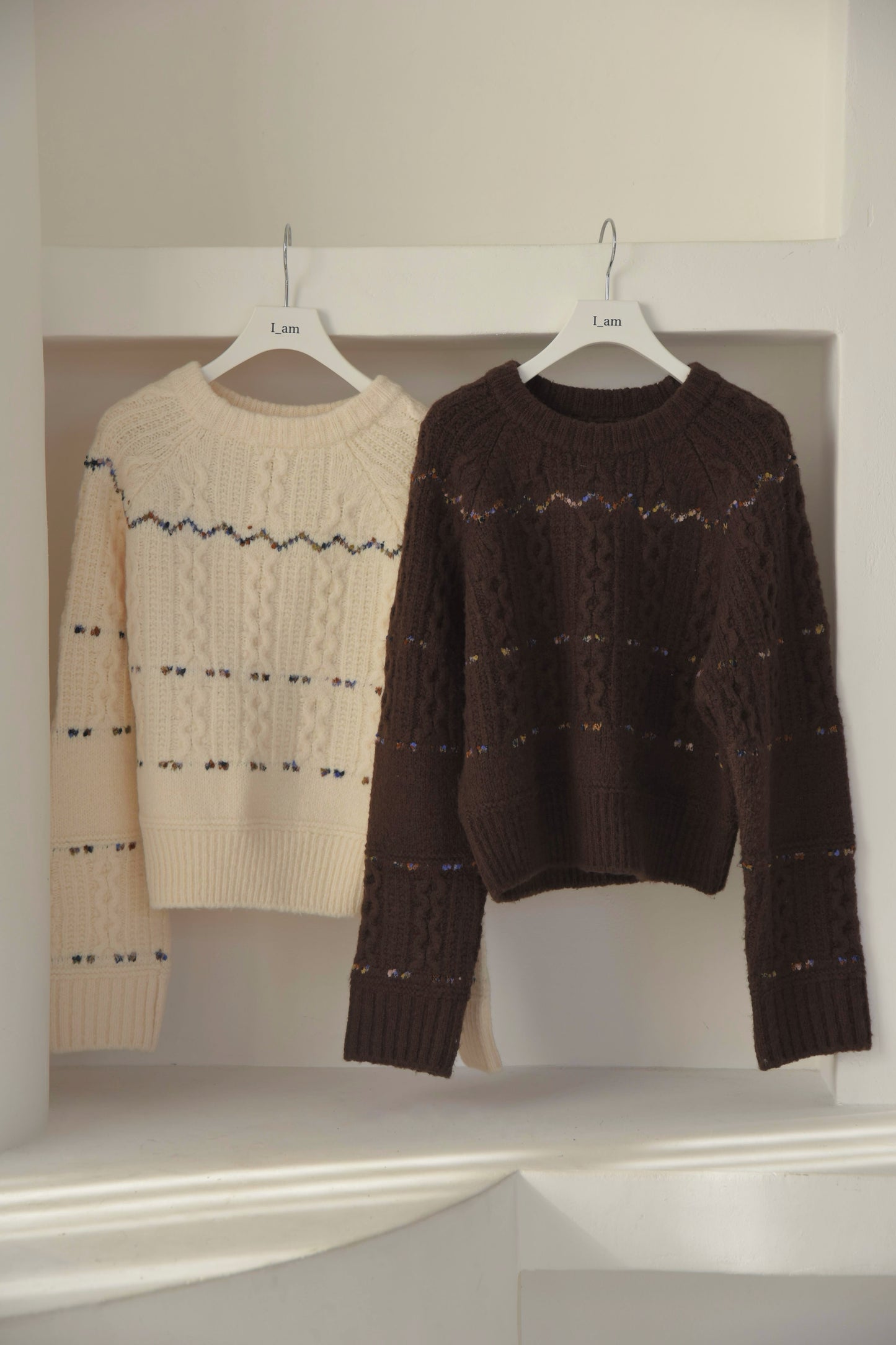 mix stitch accent cable knit