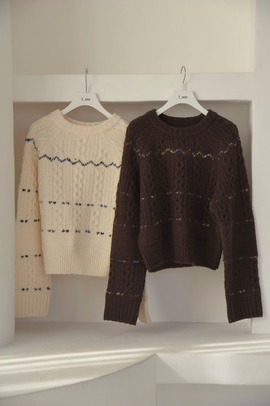 mix stitch accent cable knit