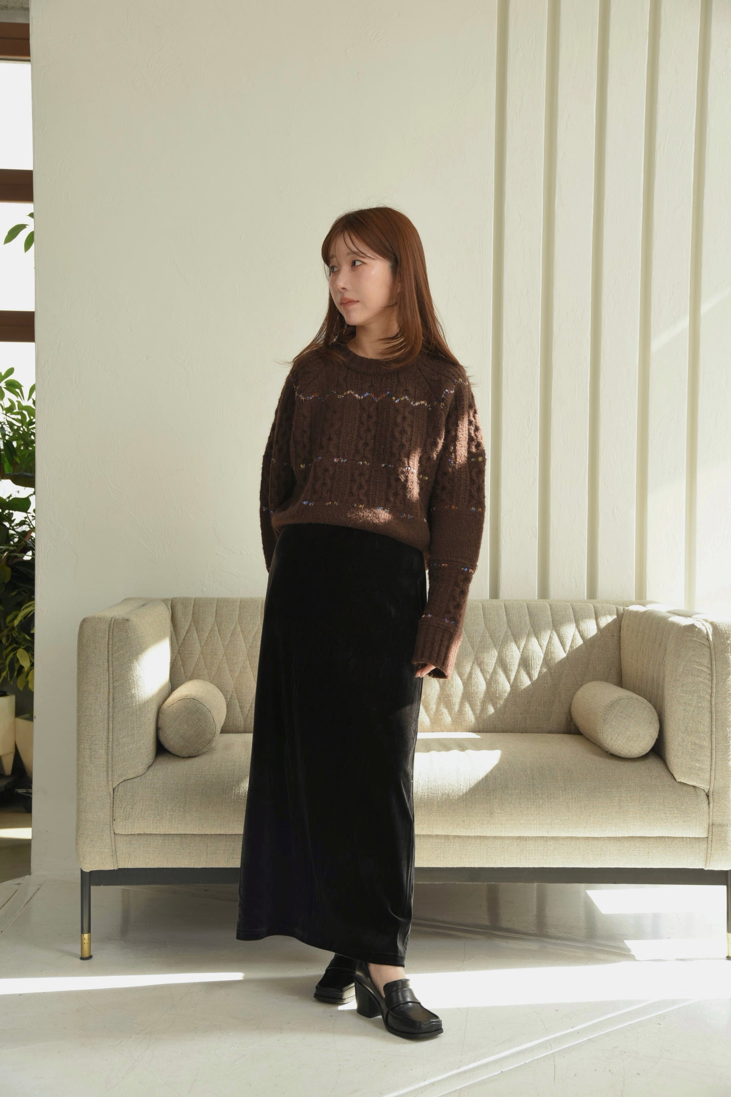 mix stitch accent cable knit