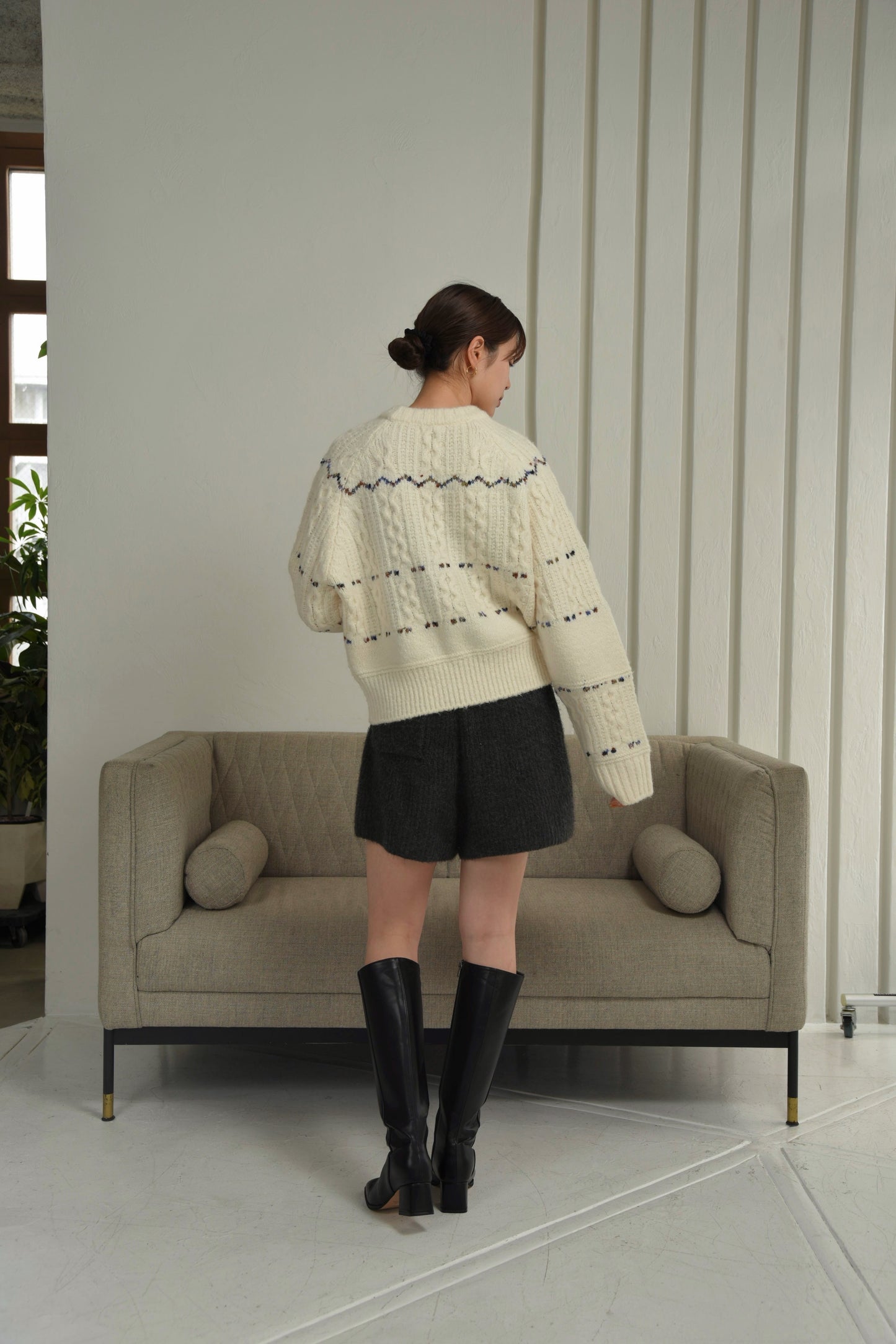 mix stitch accent cable knit