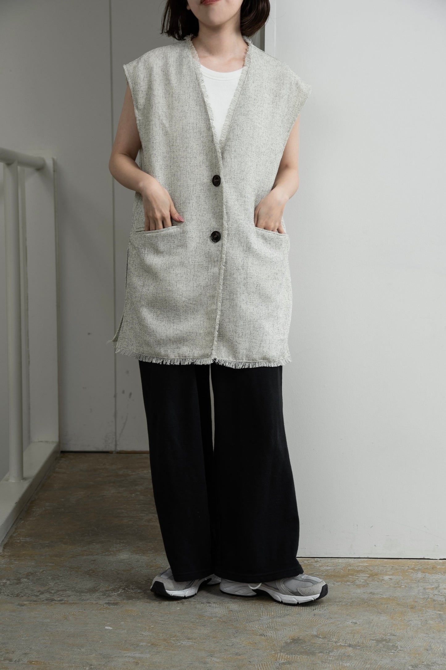 melange mix fringe vest