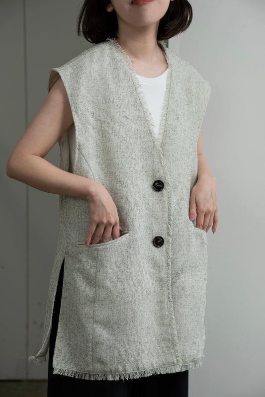 melange mix fringe vest