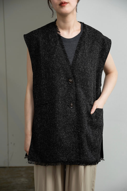 melange mix fringe vest