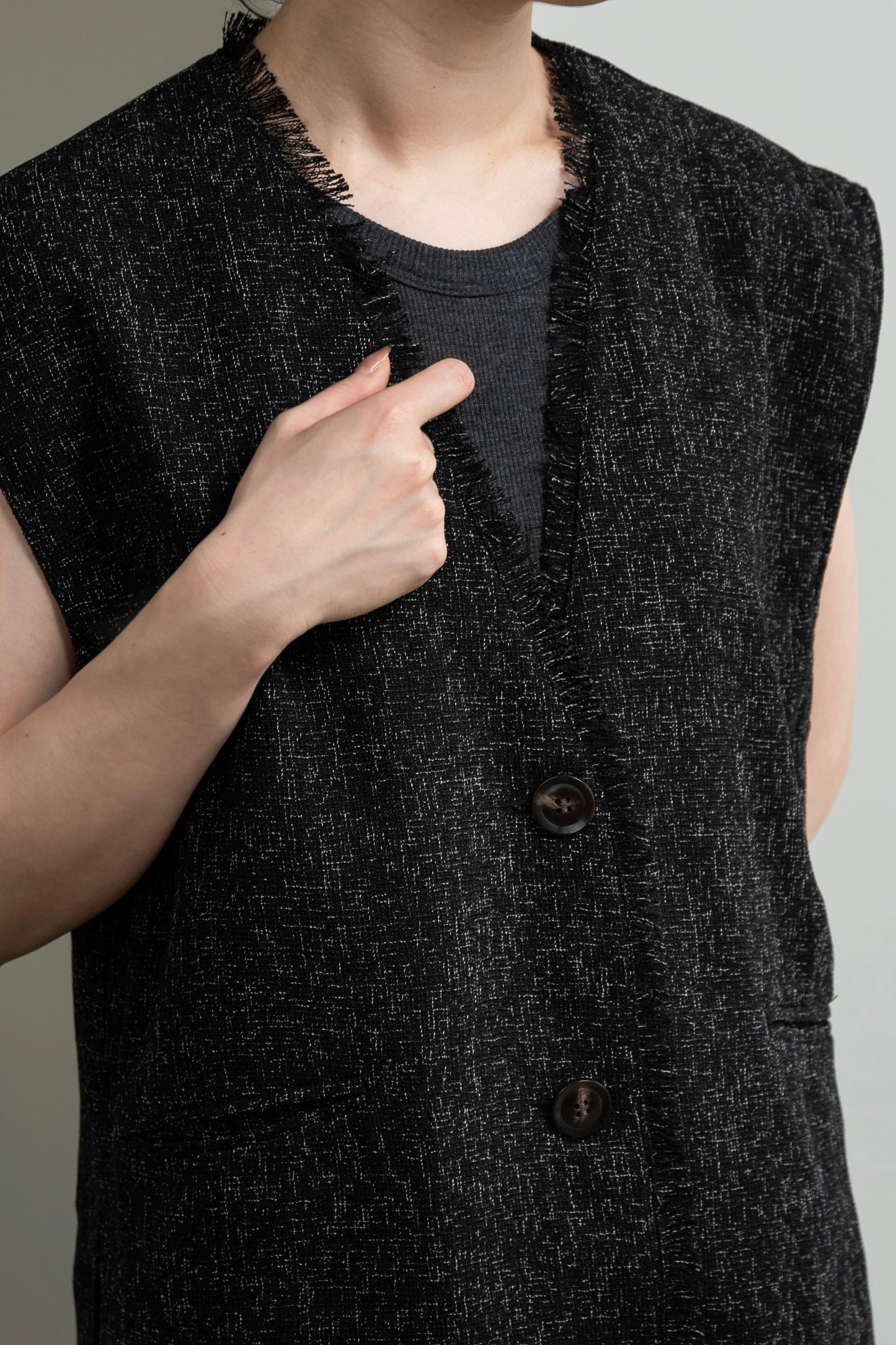 melange mix fringe vest