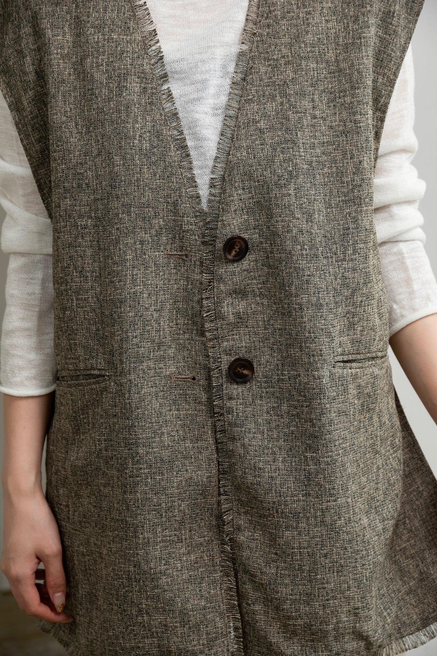 melange mix fringe vest