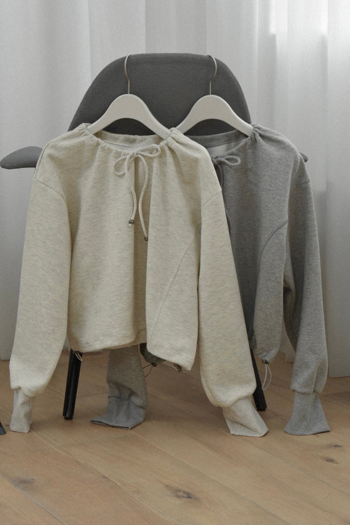 drawstring neck and hem casual sweatshirt tops