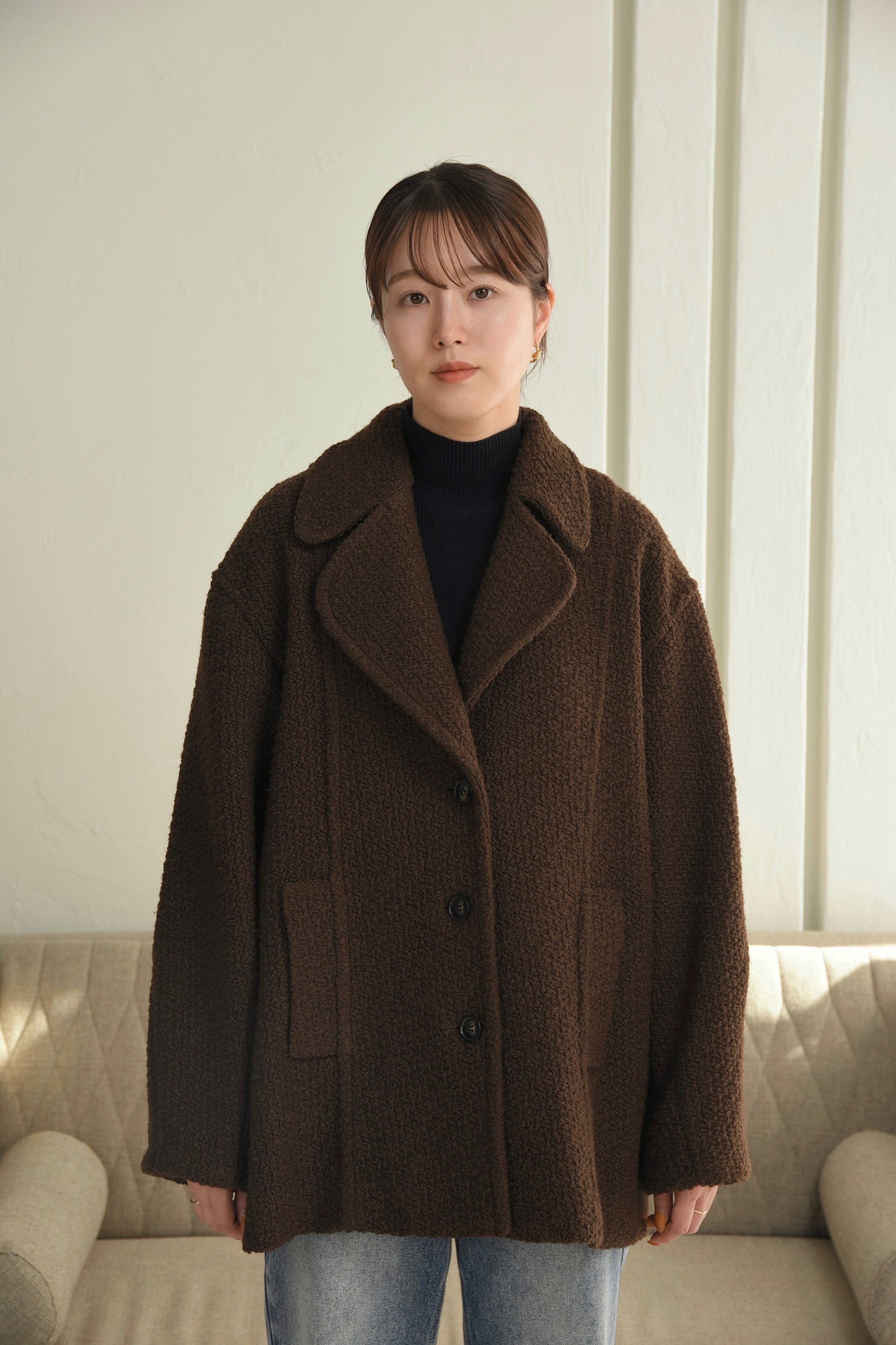 back belt big collar coat