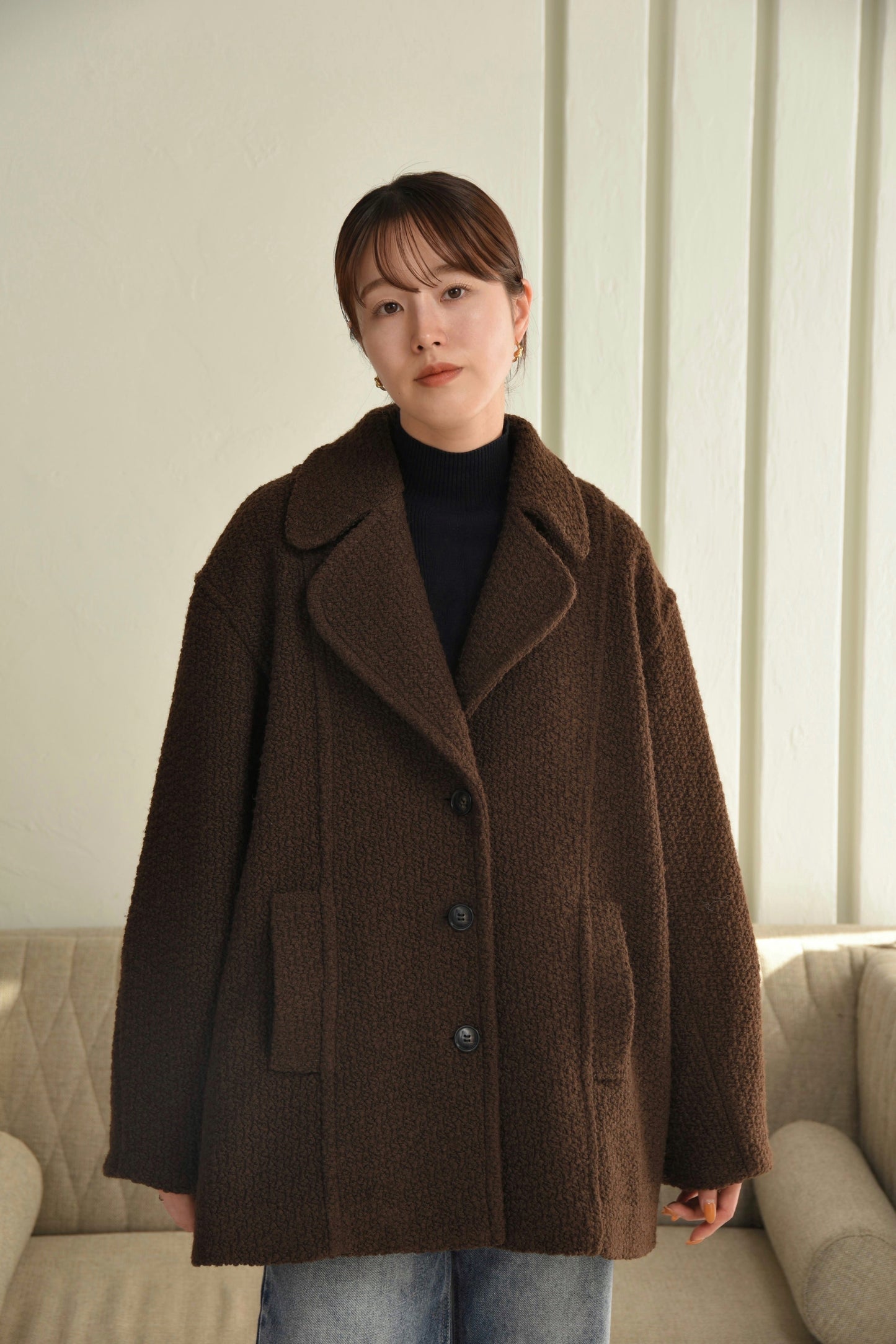 back belt big collar coat