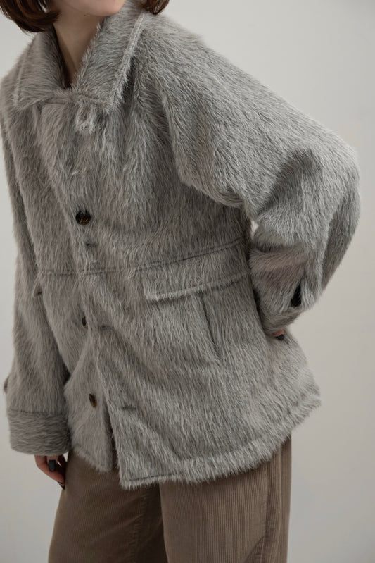 2way shaggy random button coat