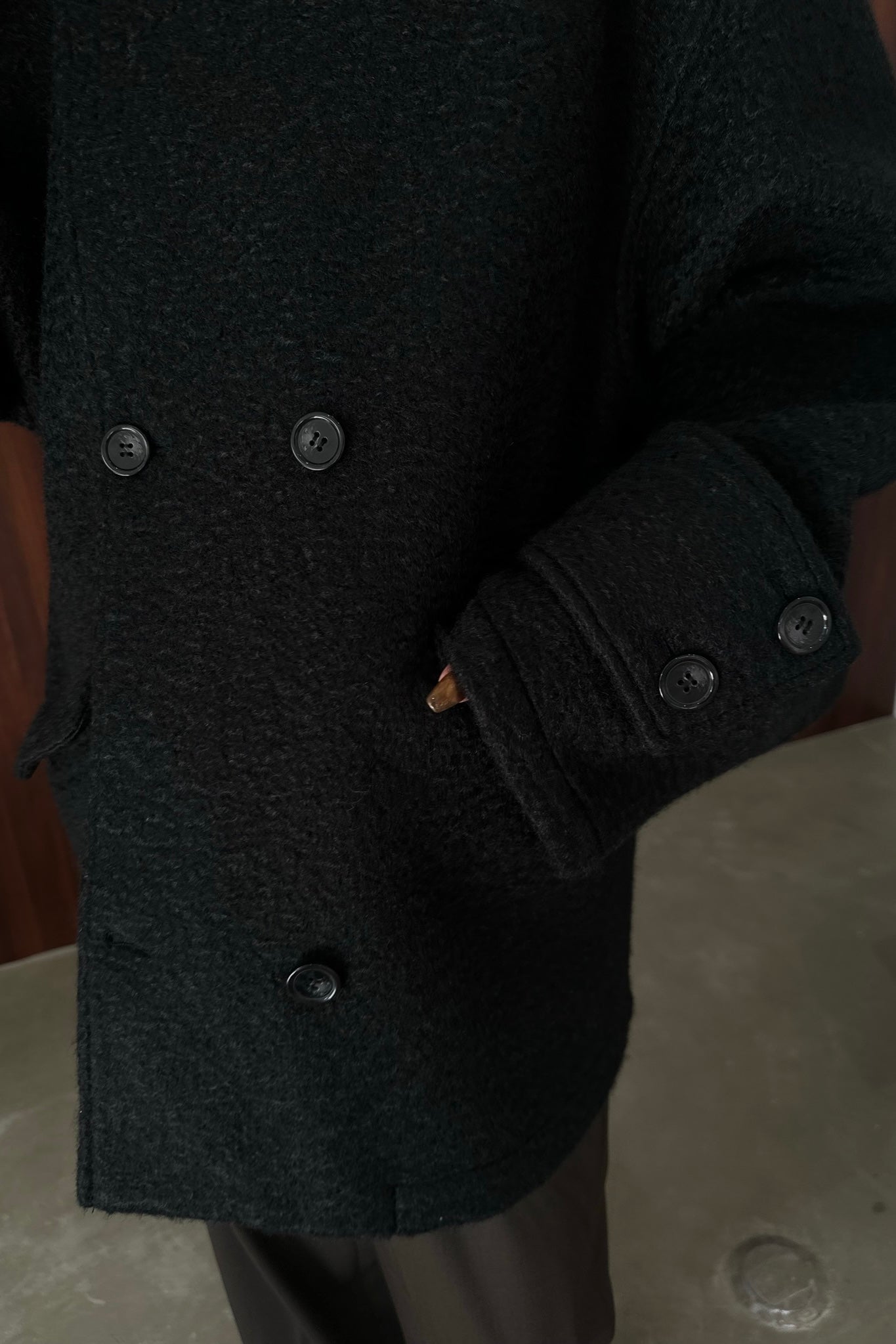 curl double breasted belt point coat