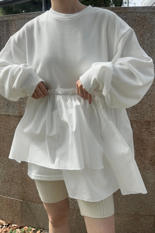 asymmetry frill switching pullover