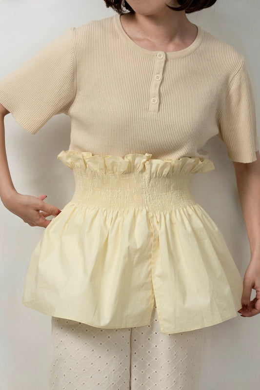 knit shirt docking shirring flare tops