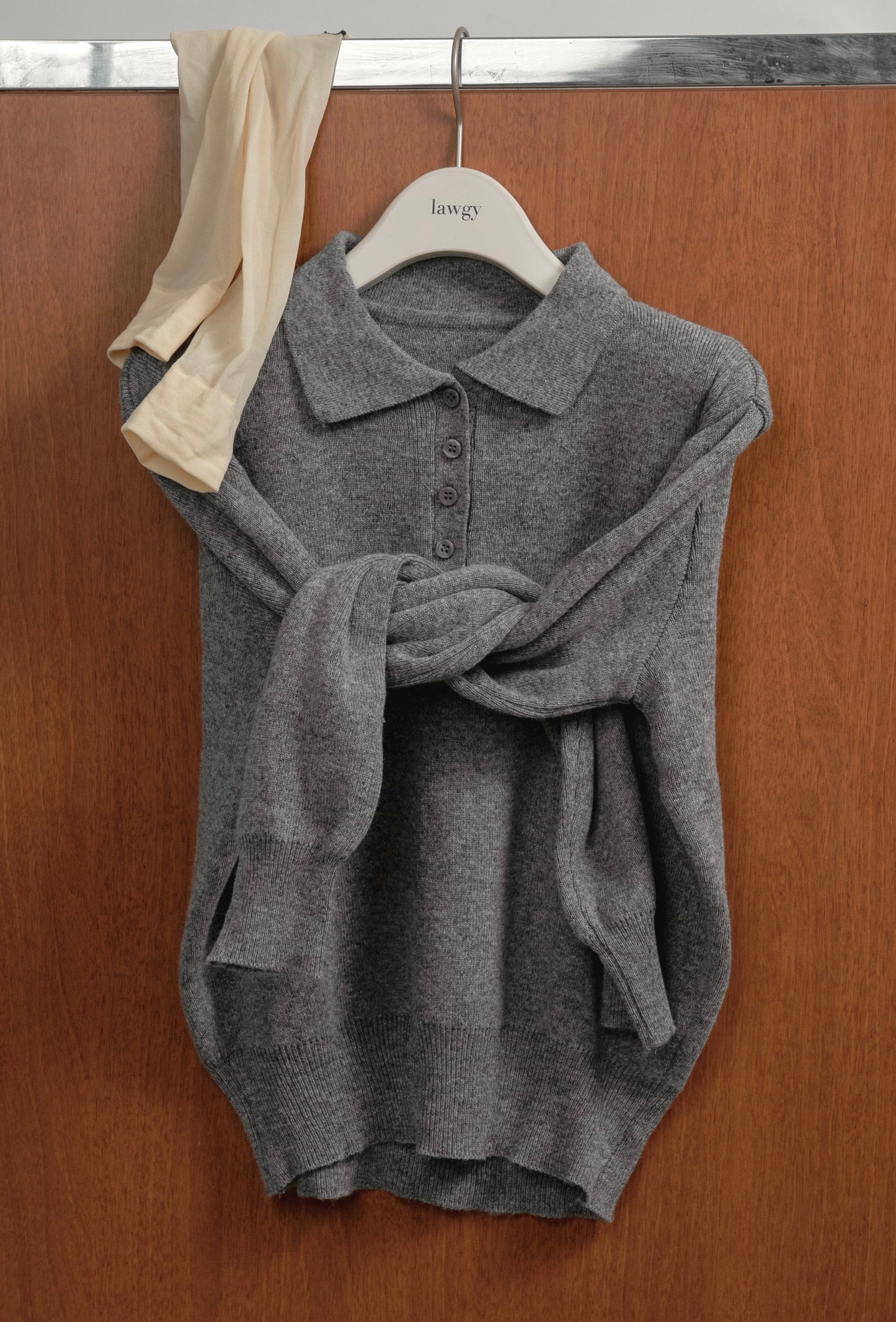 simple polo rafu knit pullover