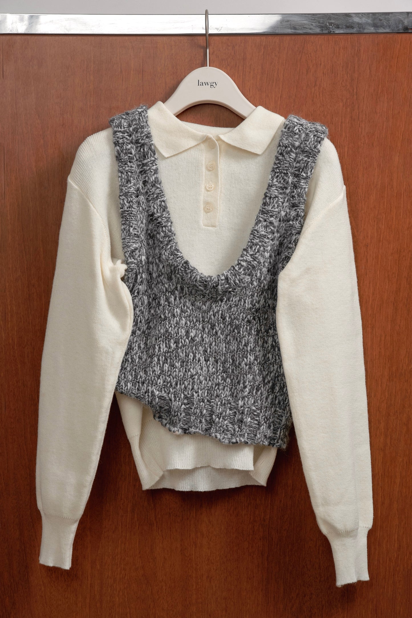 simple polo rafu knit pullover