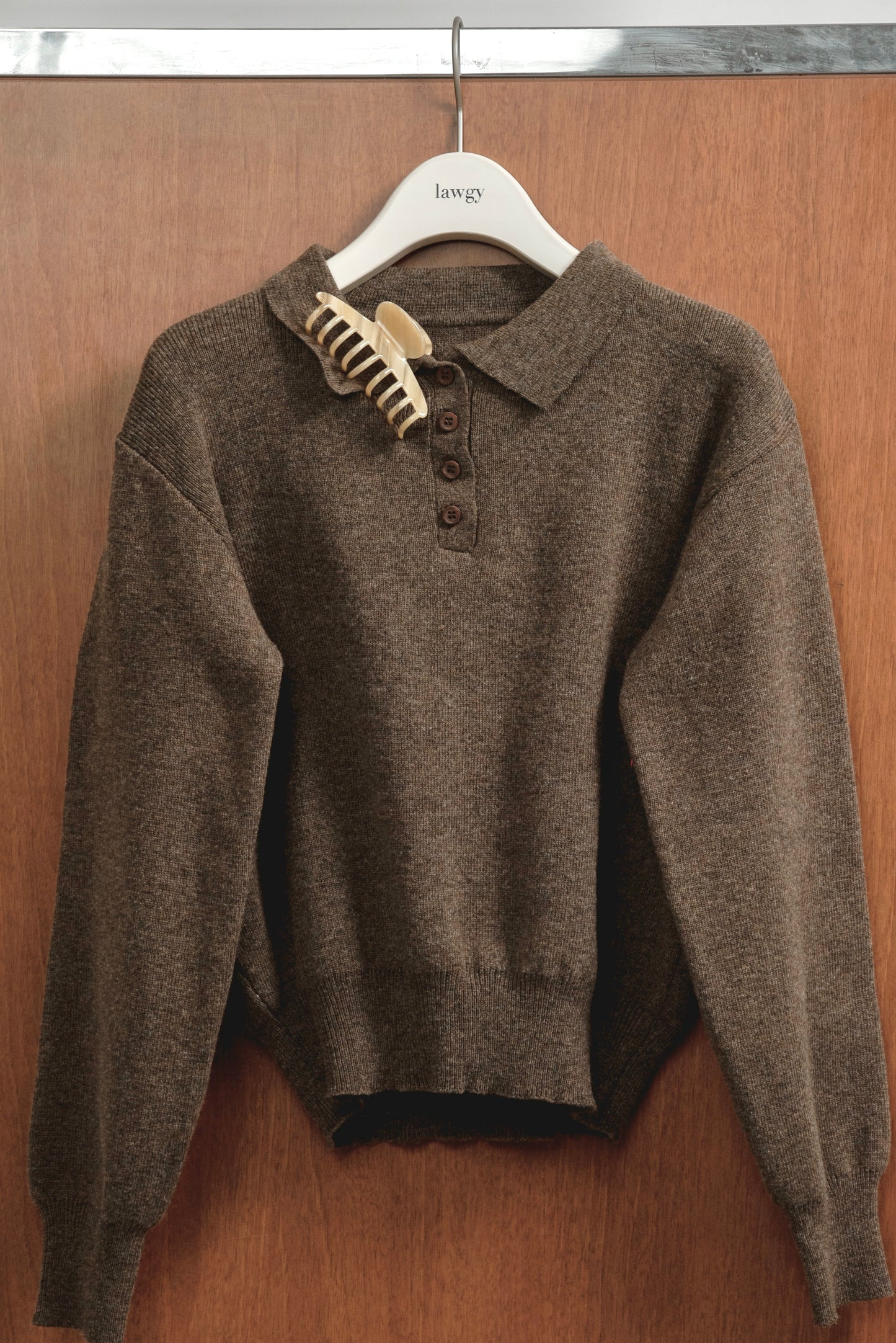 simple polo rafu knit pullover