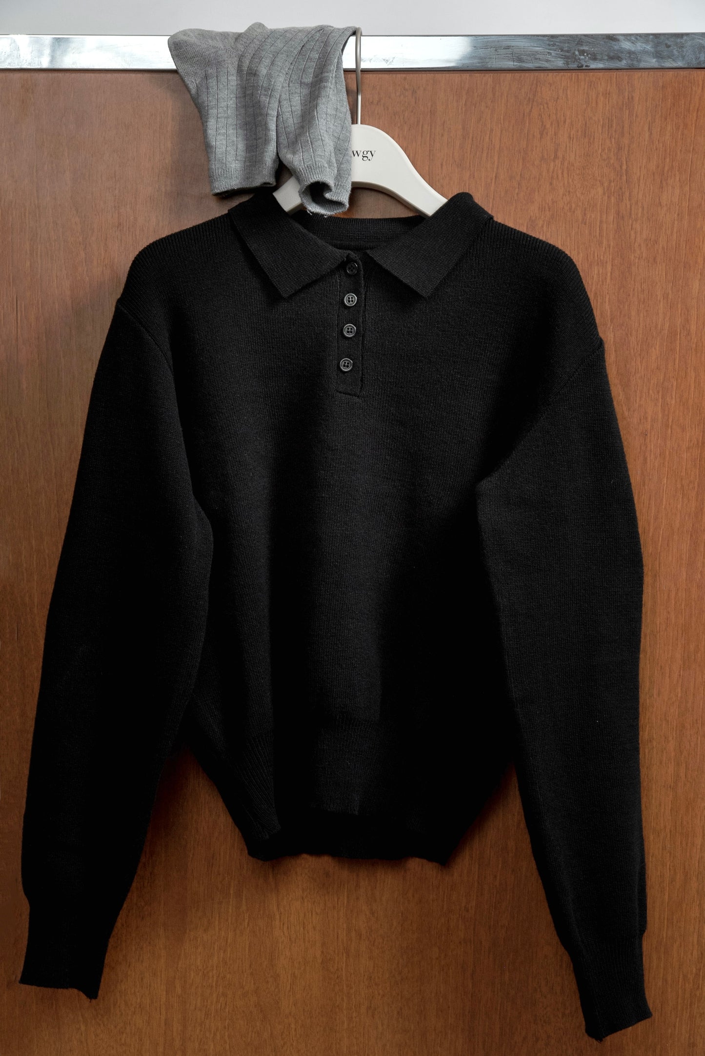 simple polo rafu knit pullover