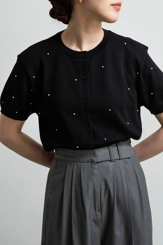 pearl like sleeve cardigan