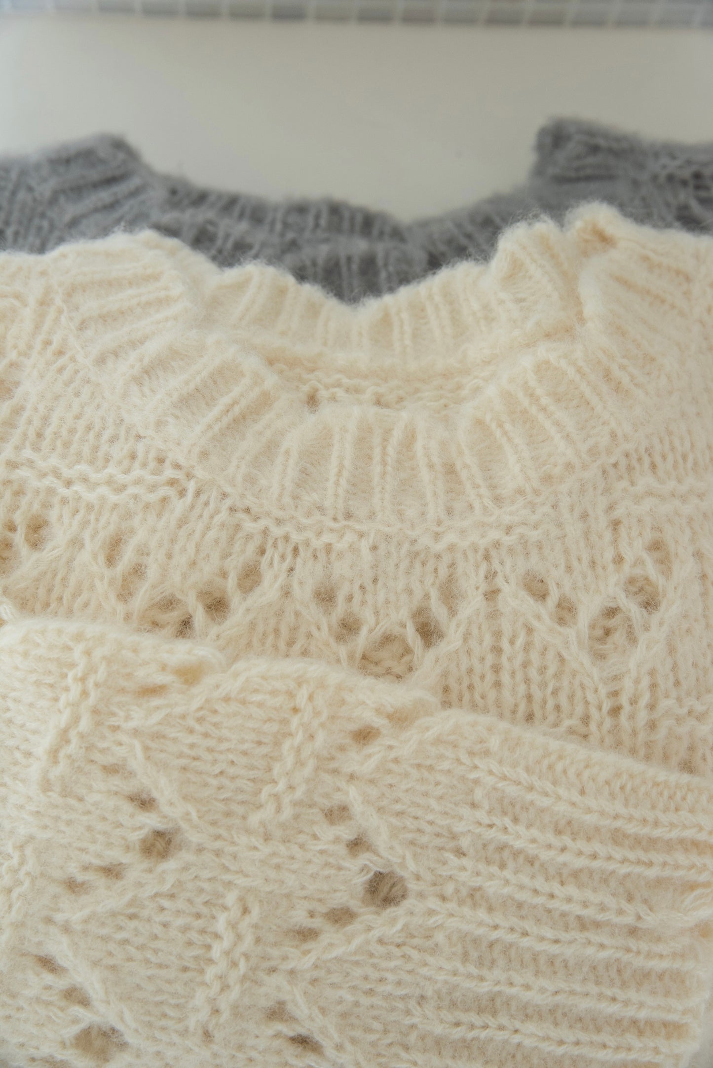 openwork scallop knit pullover