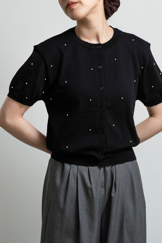 pearl like sleeve cardigan