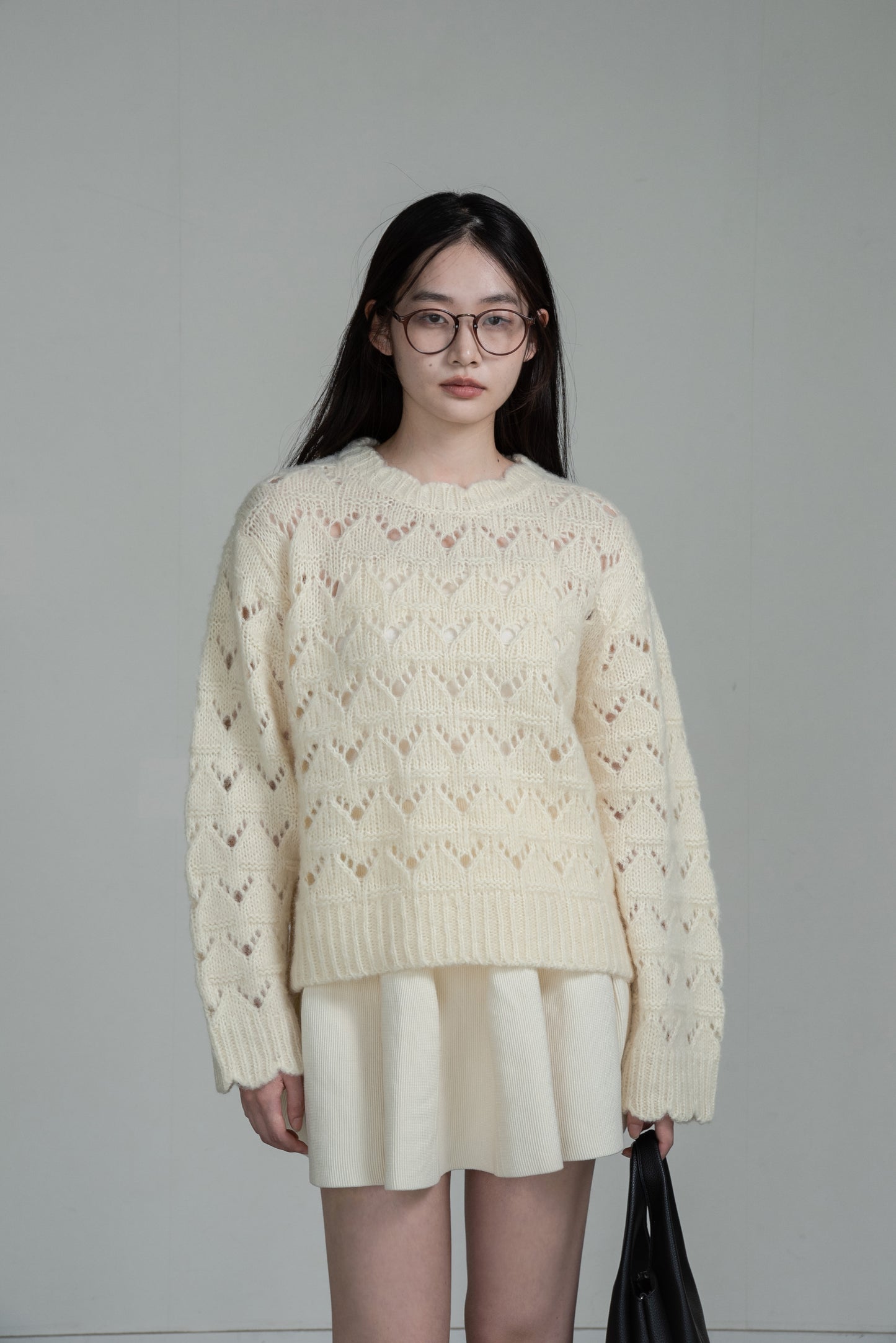 structured flare knit skirt