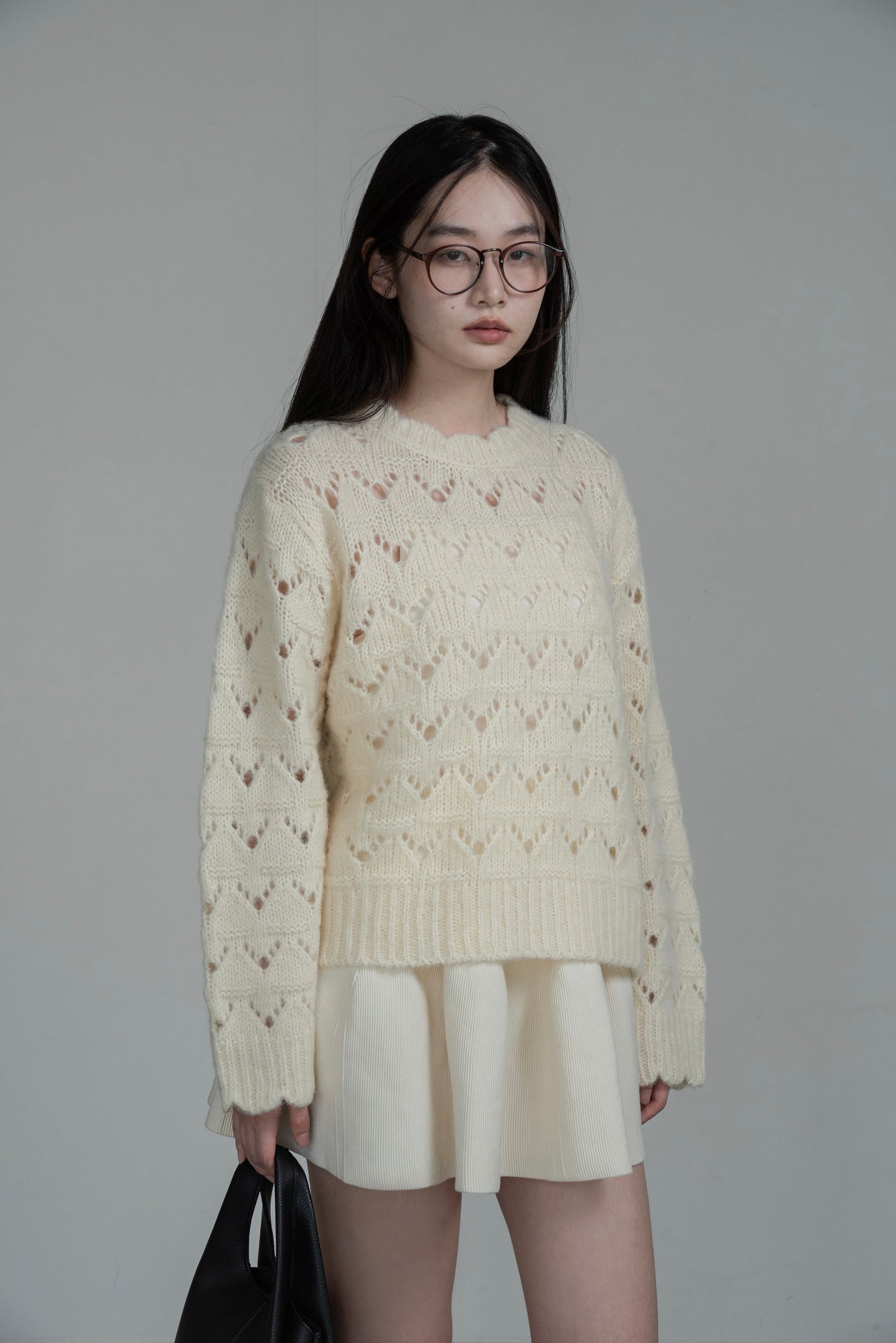 structured flare knit skirt