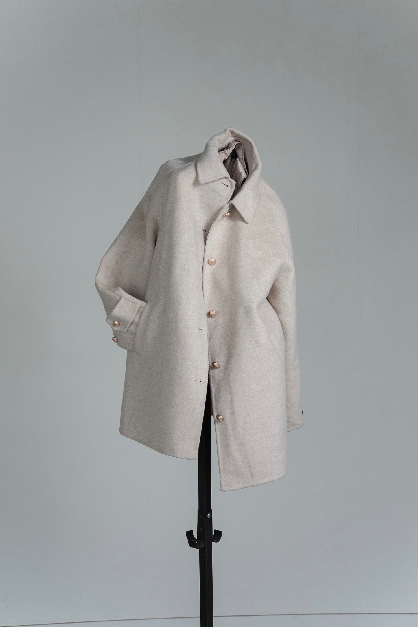 handmade college button wool coat