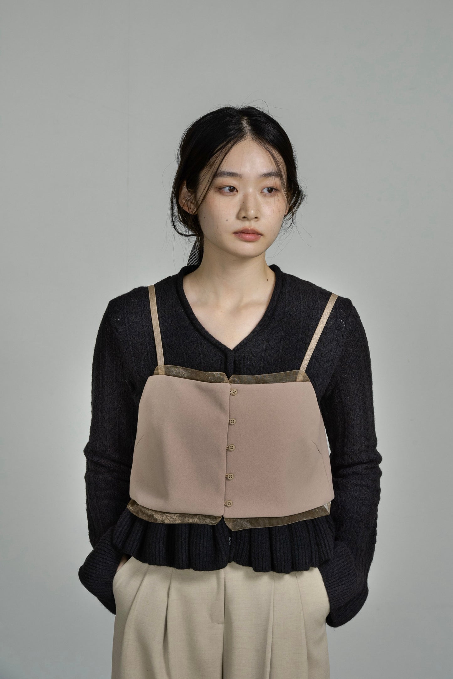 sheer docking front button bustier