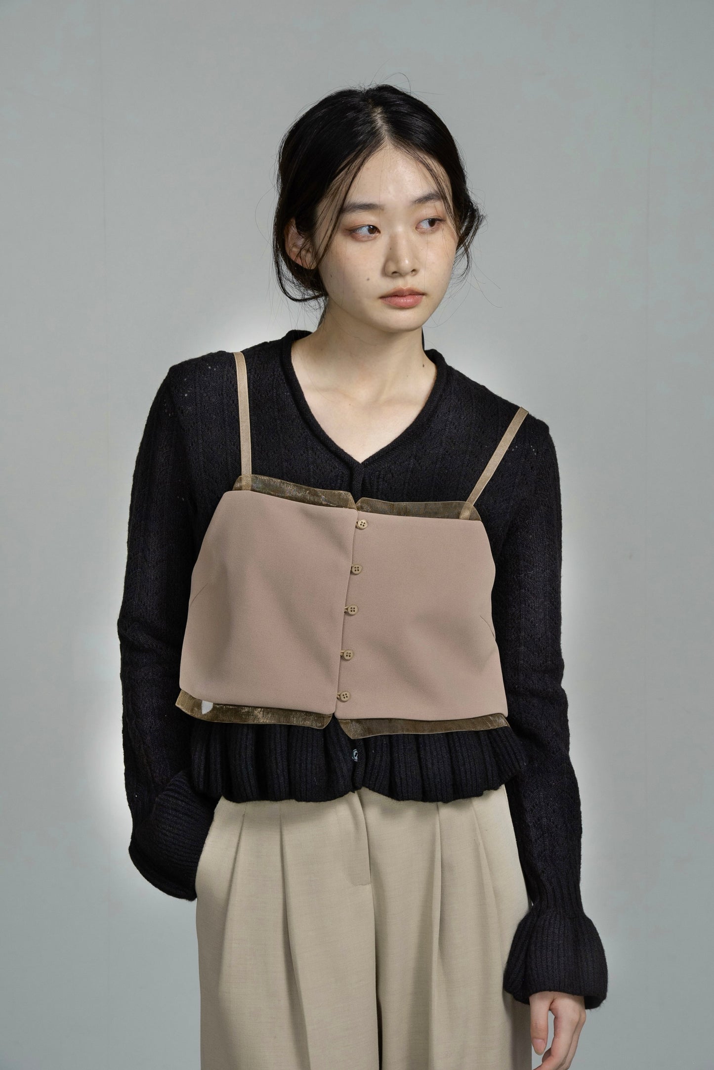 sheer docking front button bustier