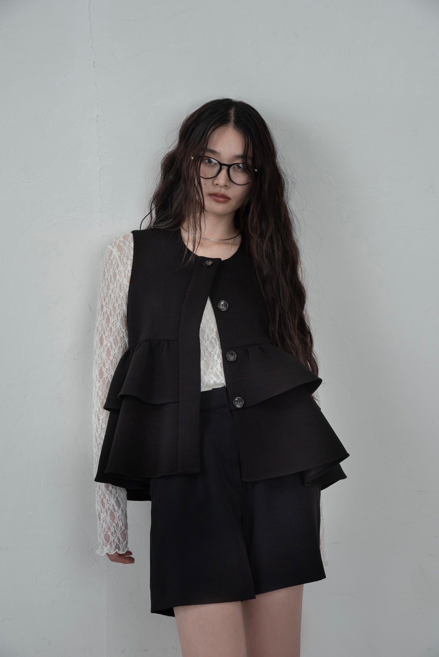 u neck sheer lace mellow tops
