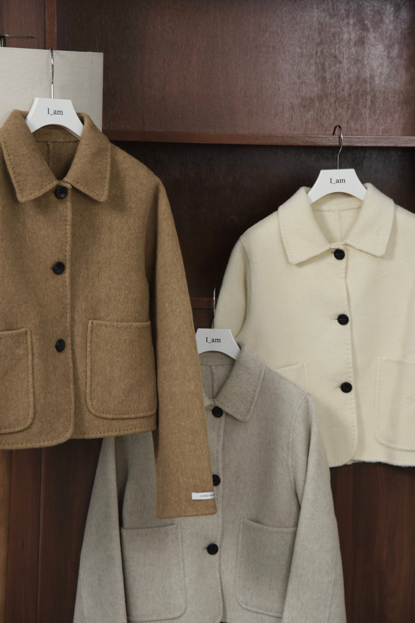 handmade stitch accent short coat