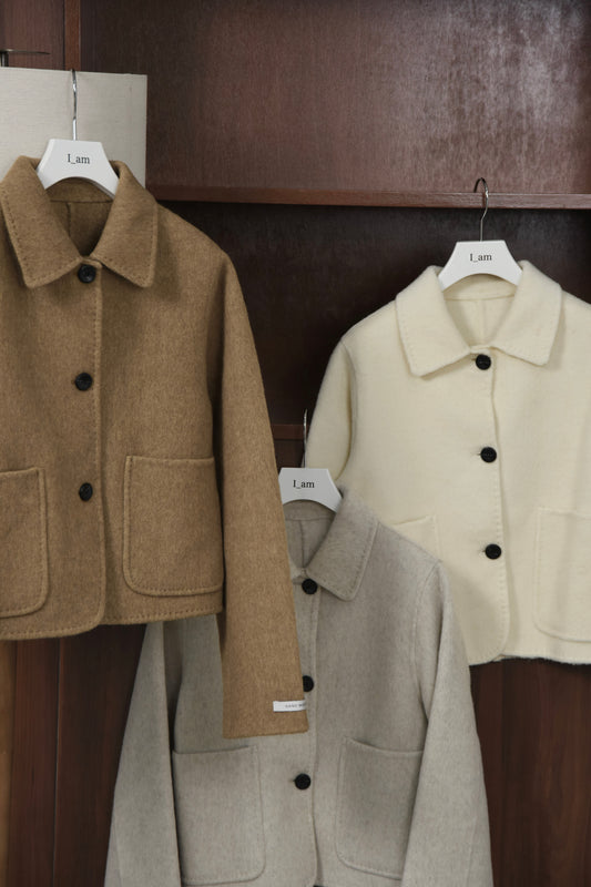 handmade stitch accent short coat