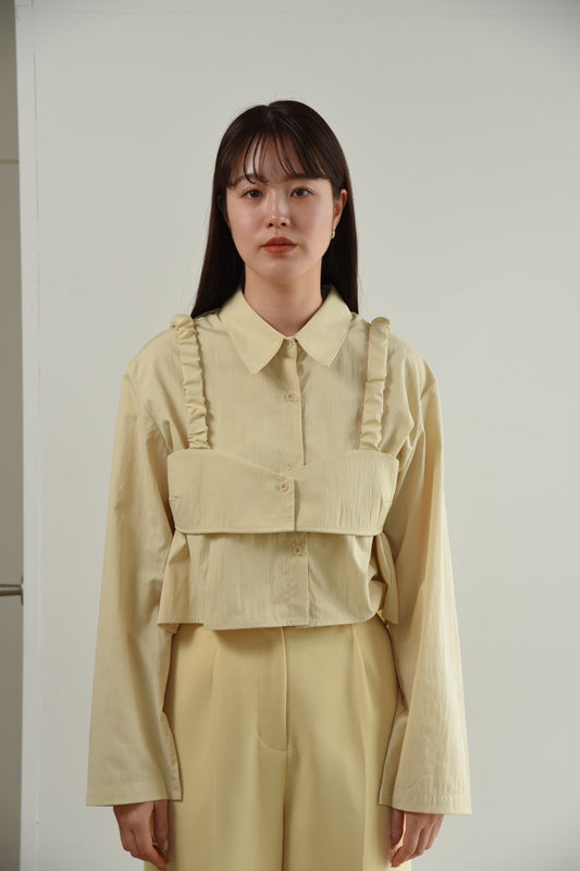 bustier layered short shirt set