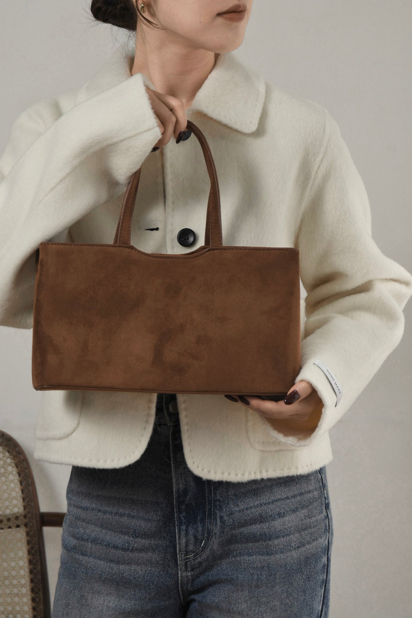 fuzzy double compartment bag