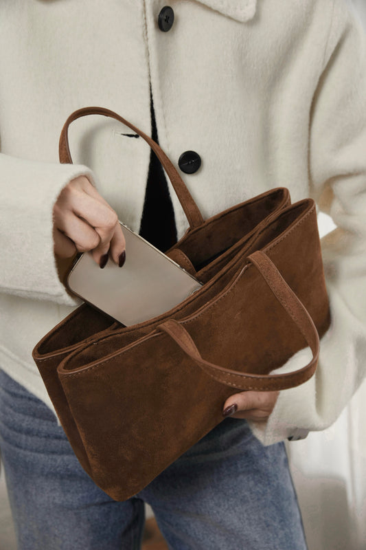 fuzzy double compartment bag