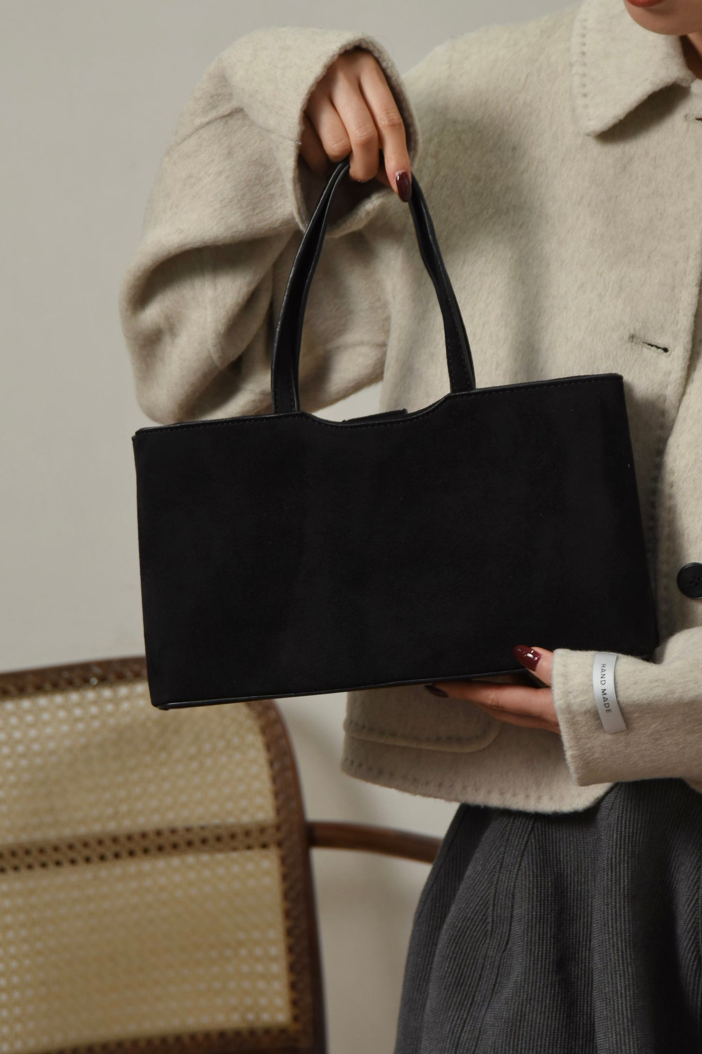 fuzzy double compartment bag