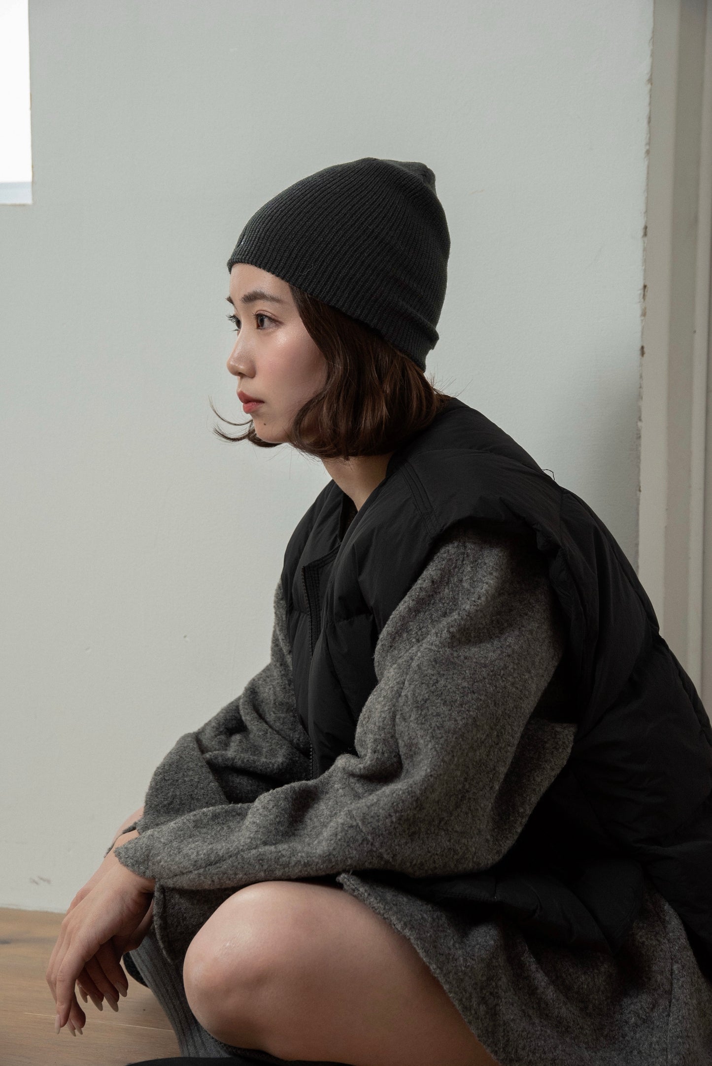 simple rib embroidery logo knit cap