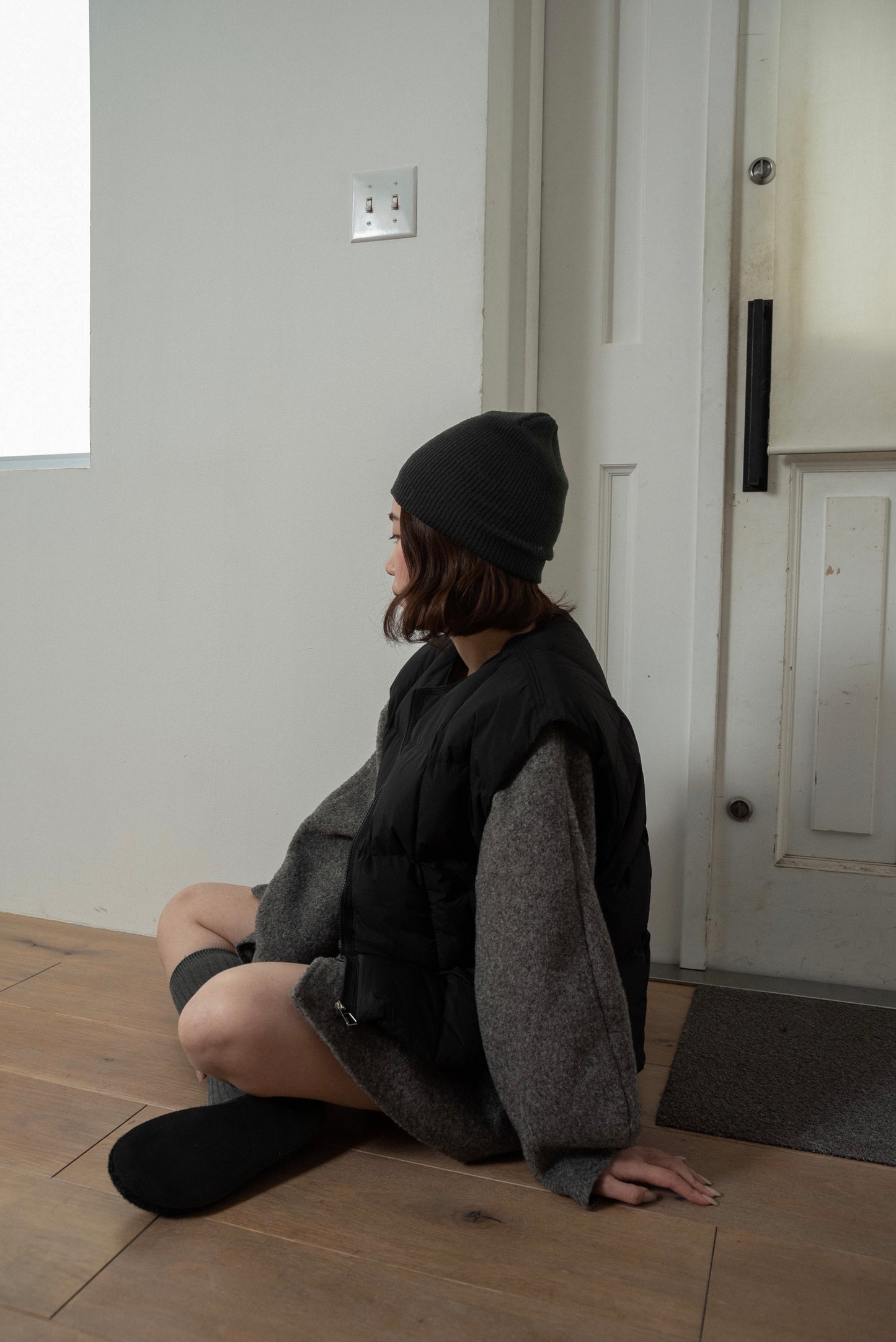 simple rib embroidery logo knit cap